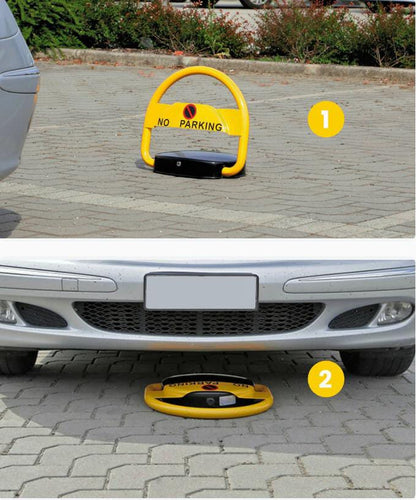 Electronic parking barrier bending safely under a vehicle bumper